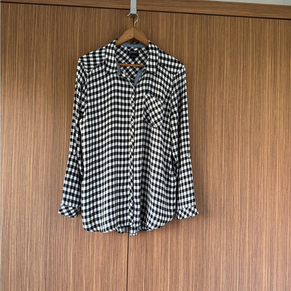 Lucky Brand Women’s Cotton Flannel Gingham Size Large Button Down Shirt